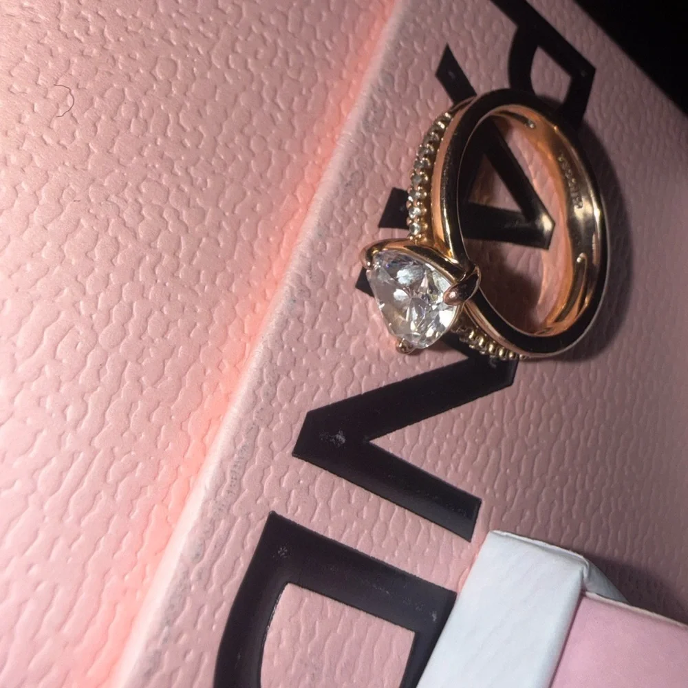 Pandora Silver Heart Solitaire Ring with Raised Band